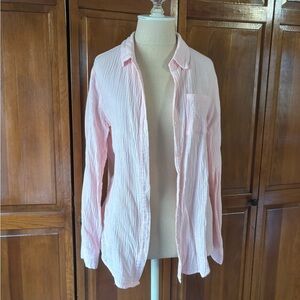 Pink Gauze Button Down Blouse